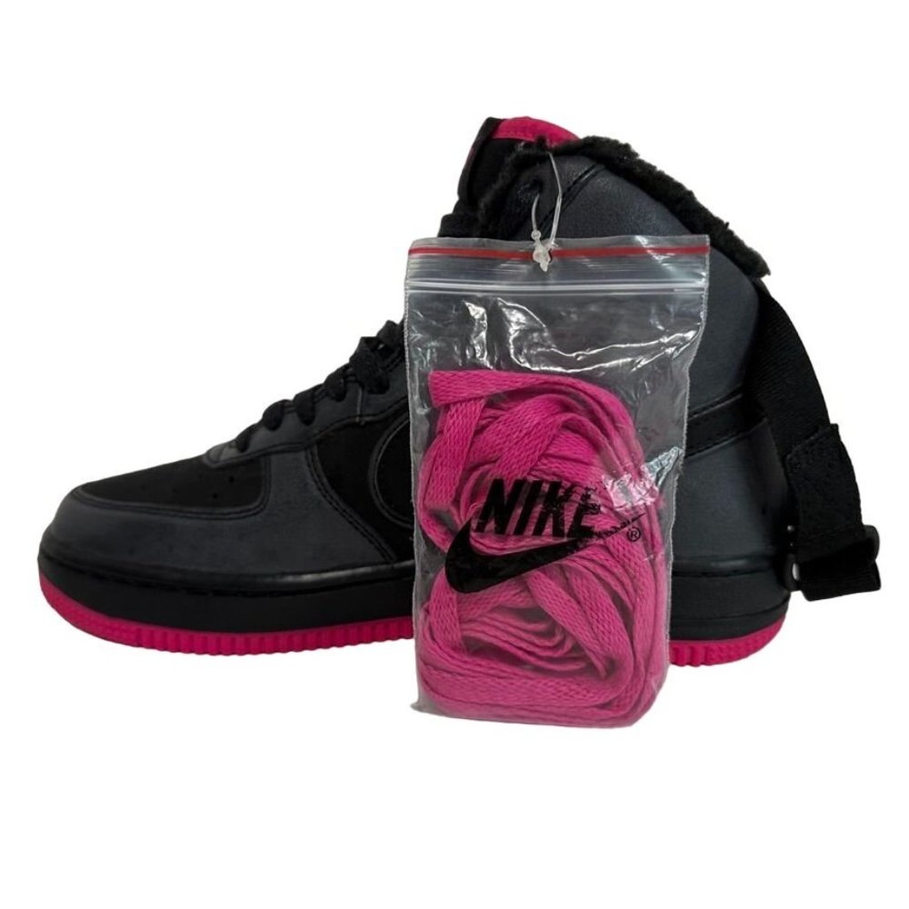 Nike AIR FORCE 1 High LV8 GS Sneakers 807627-006 Black Pink Shoes 5Y EXTRA Laces - Picture 4 of 11
